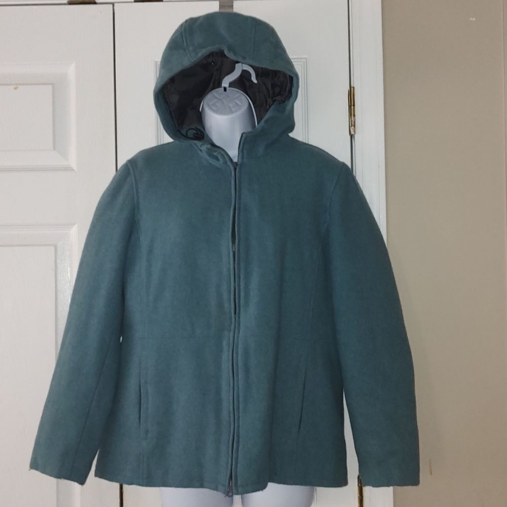 Gap Teal wool jacket with hood super cute  Sz S NWOT